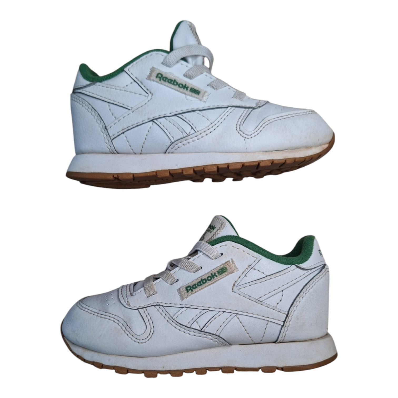 Reebok Classic Leather White (maat 25) - elastische veters - tweedehands