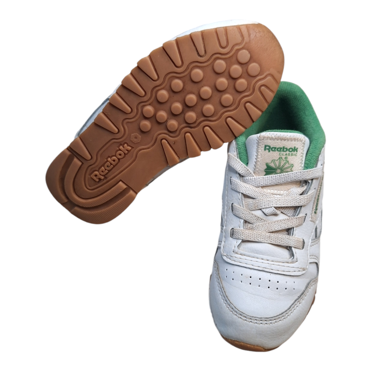 Reebok Classic Leather White (maat 25) - elastische veters - tweedehands