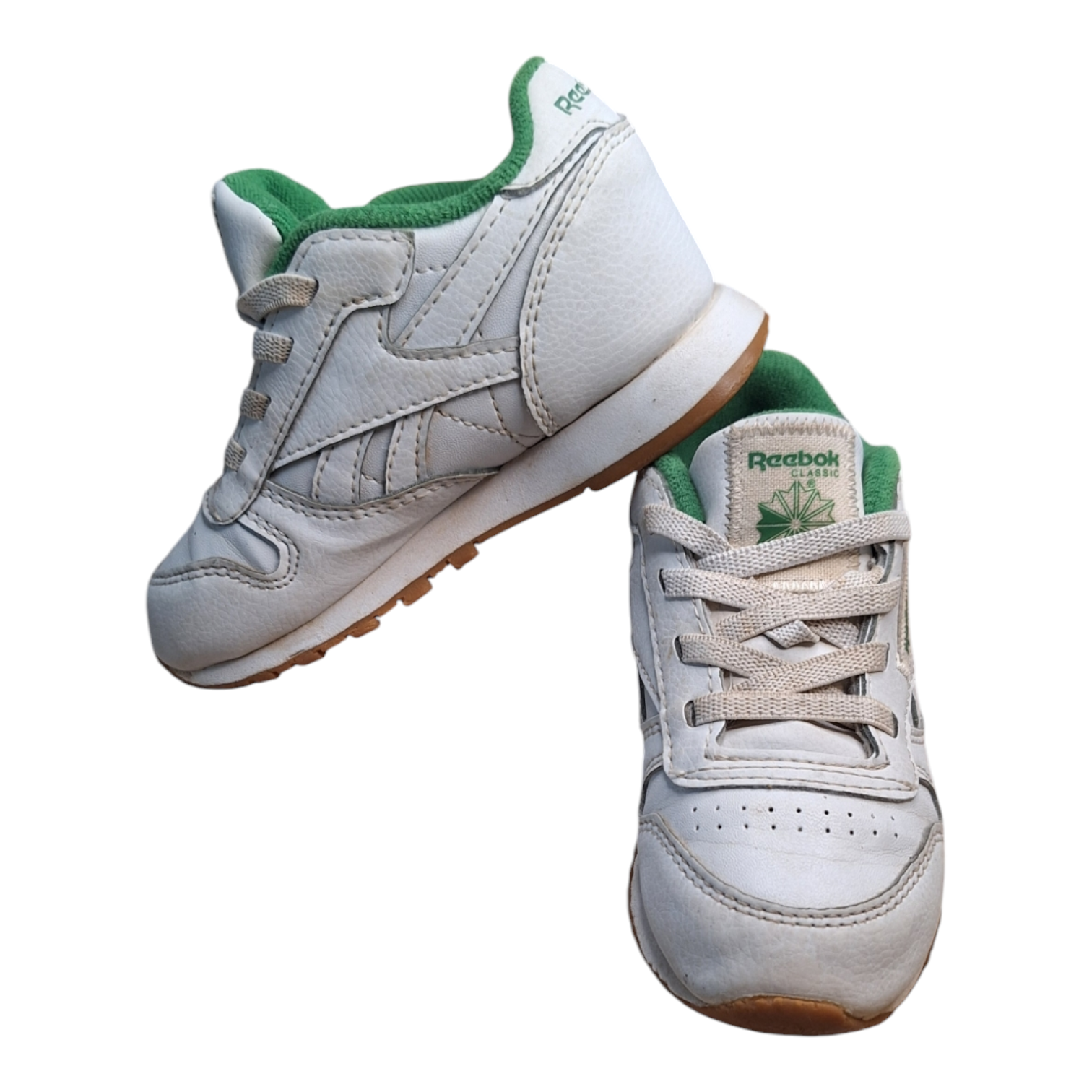 Reebok Classic Leather White (maat 25) - elastische veters - tweedehands