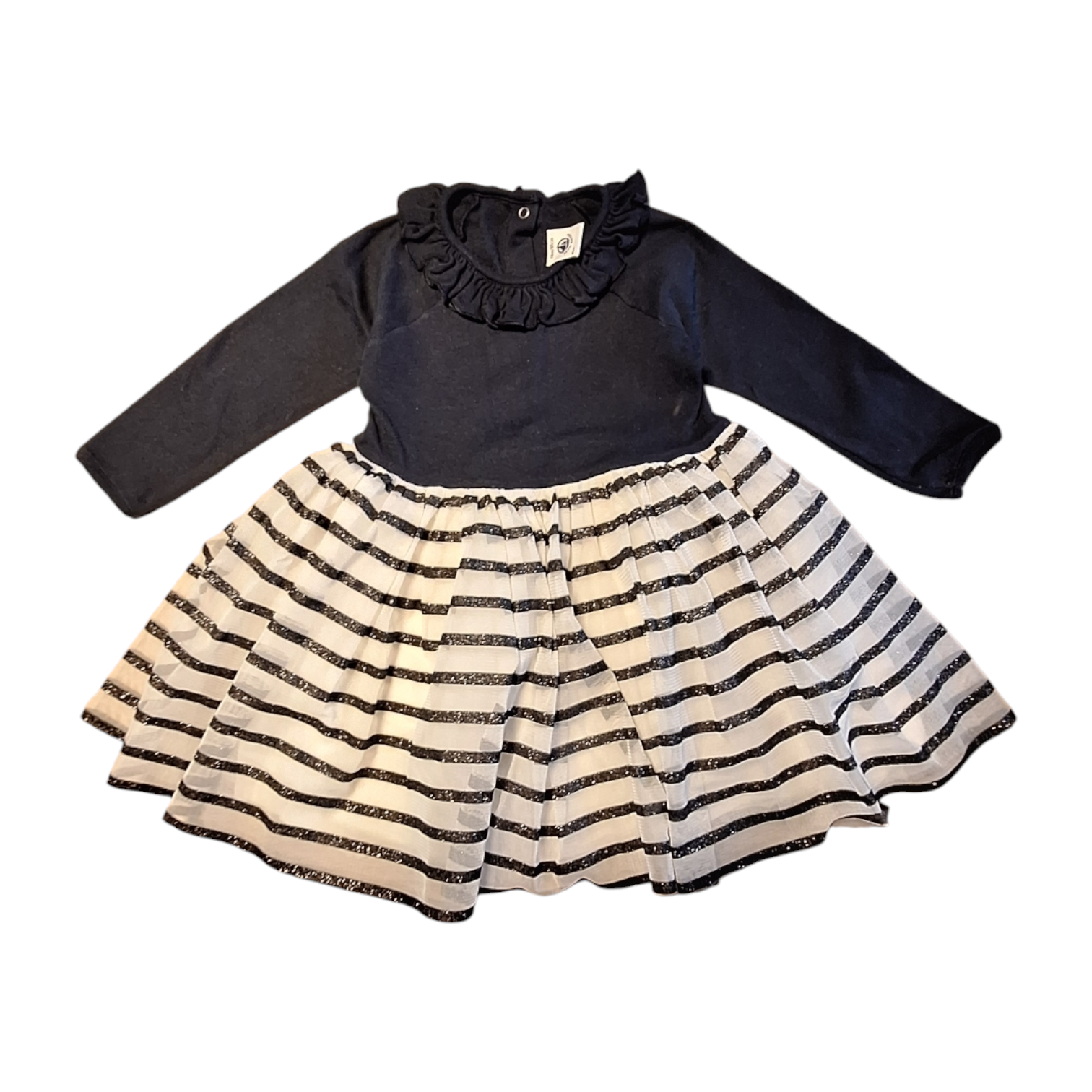 Petit Bateau Gestreepte Tule Jurk - 81CM