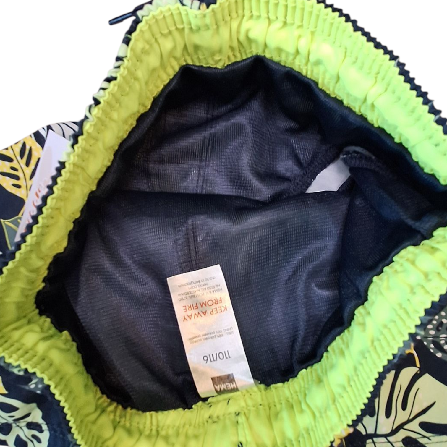 Hema blauwe neon bladeren zwemshort - 5/6Y