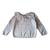 Konges Sløjd knit grey sweater with ruffle collar.