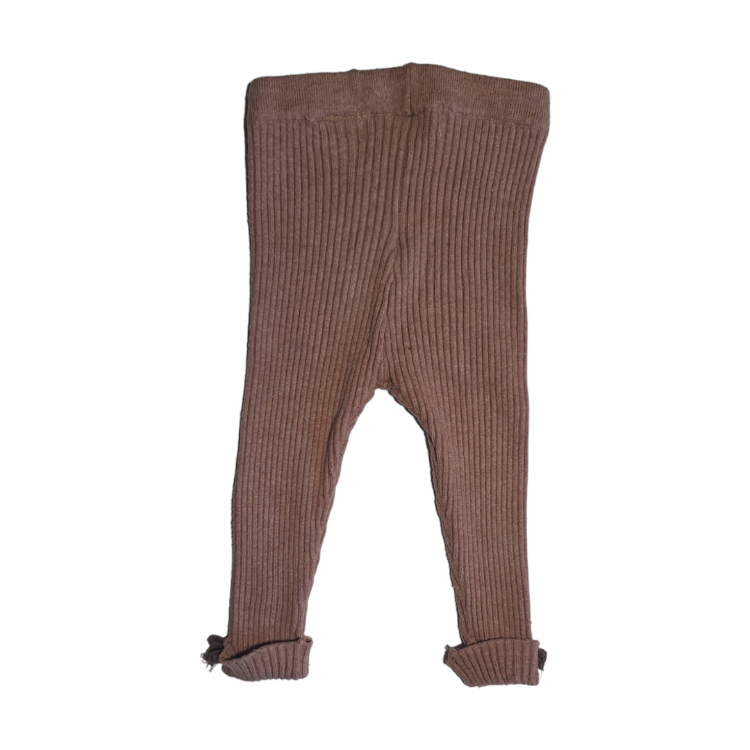 Geribbelde legging met strikken -6/9M