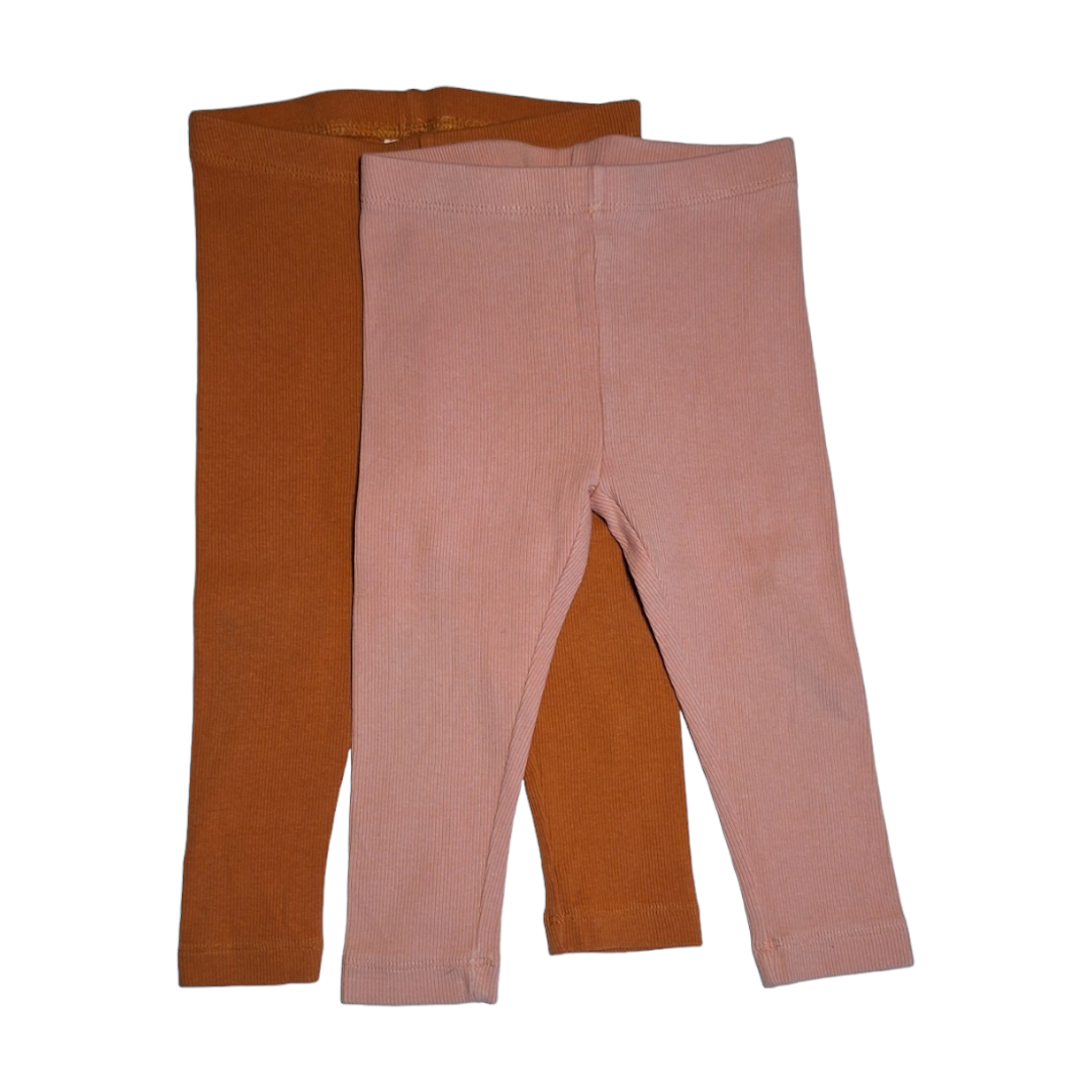 Set 2 geribbelde leggings