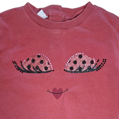 Magenta sweater glittered eyes - fleece inside