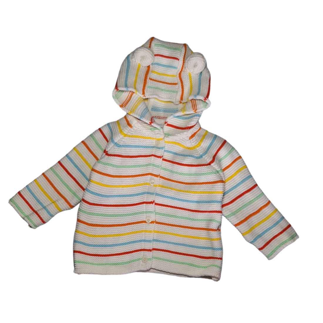 Gestreept gebreid vest met capuchon -6/9M