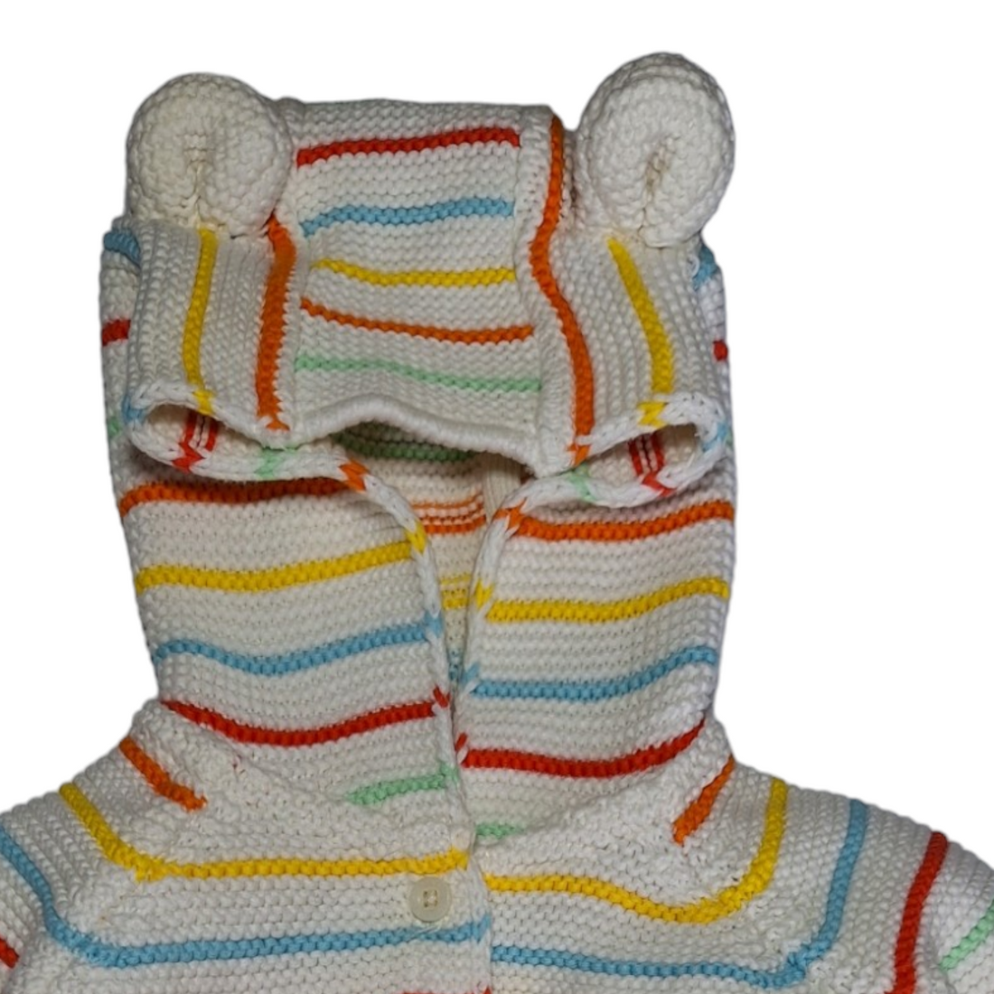 Gestreept gebreid vest met capuchon -6/9M