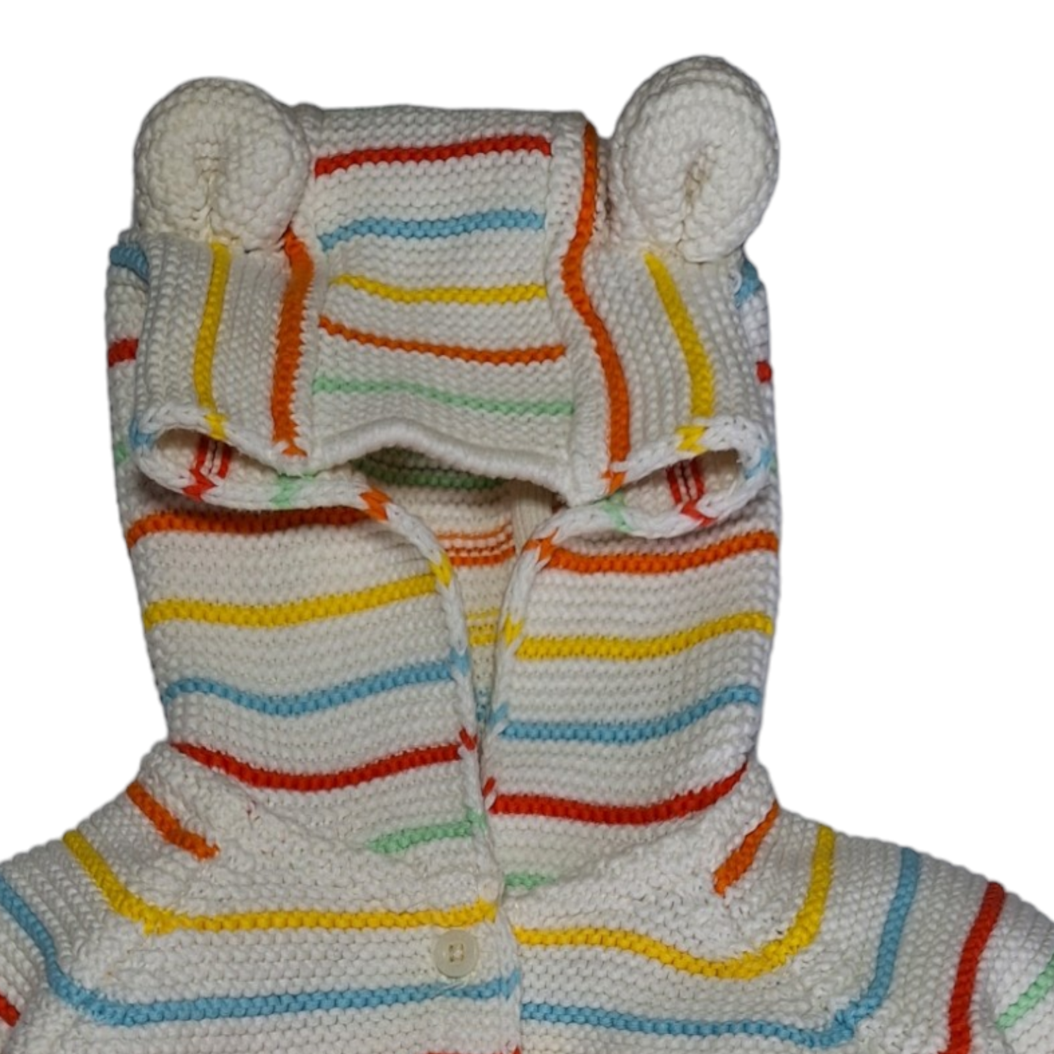 Gestreept gebreid vest met capuchon -6/9M