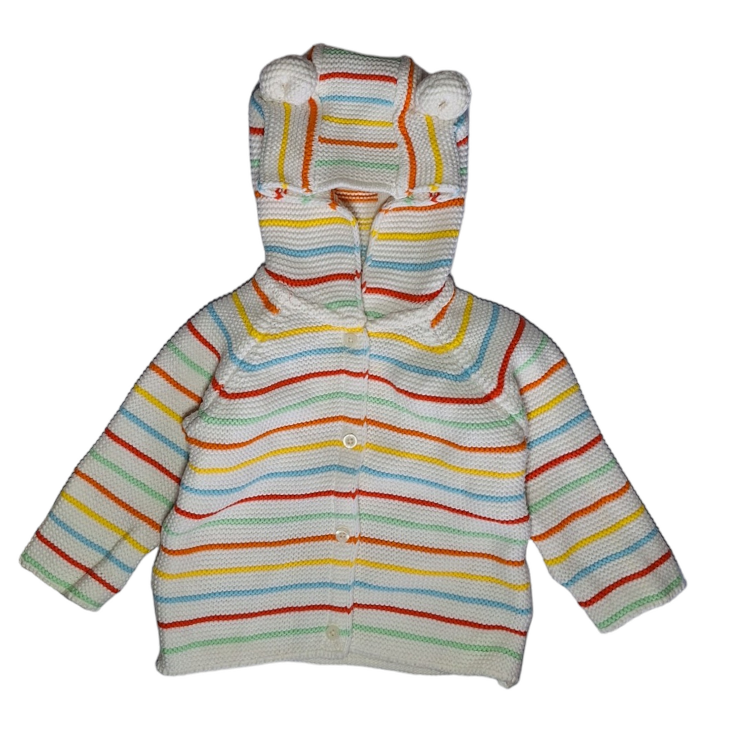 Gestreept gebreid vest met capuchon -6/9M