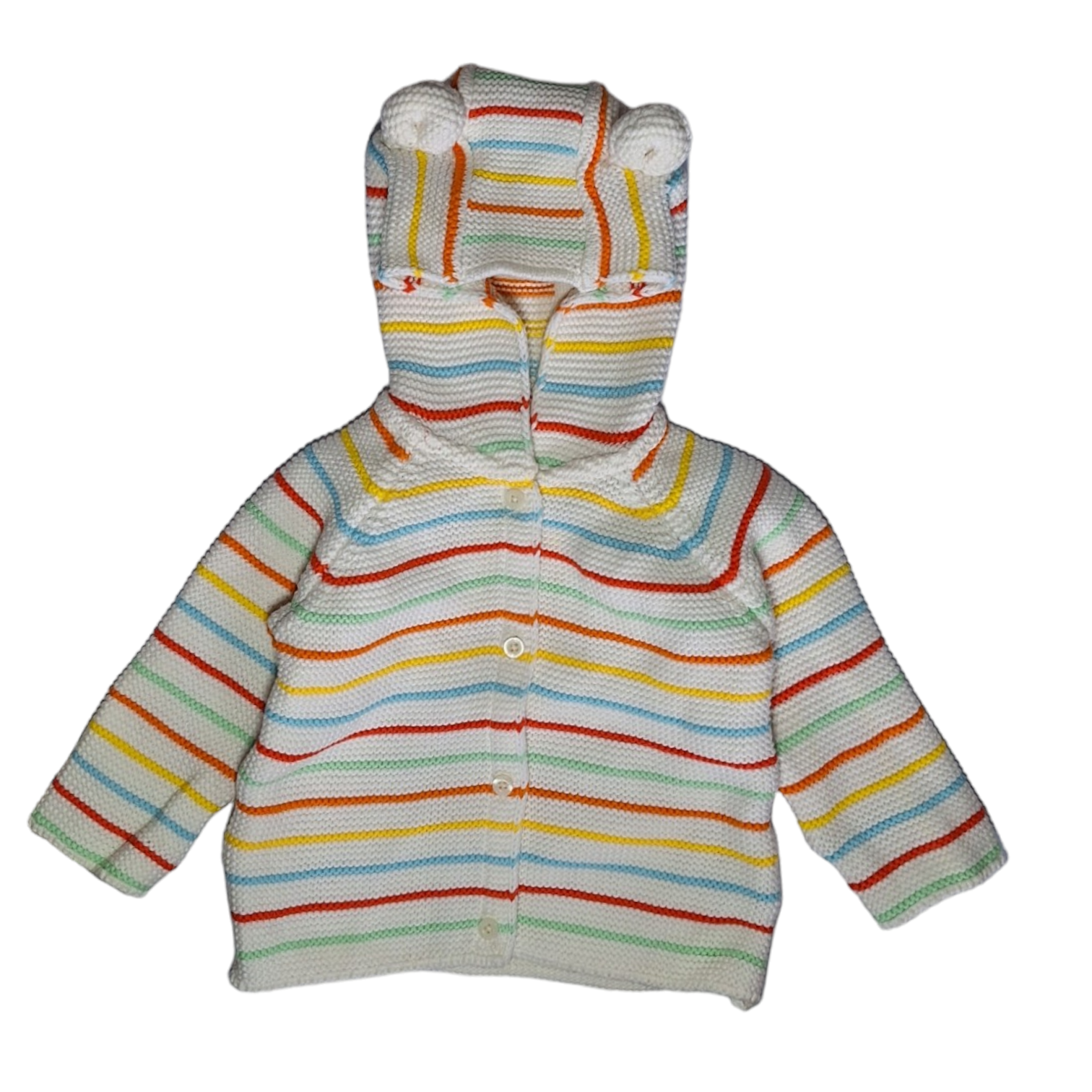 Gestreept gebreid vest met capuchon -6/9M