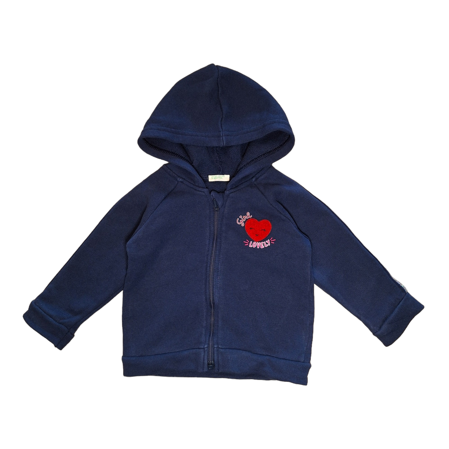 Hooded sweater with flocked Heart LOVELY GIRL - 68CM