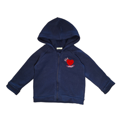Hooded sweater with flocked Heart LOVELY GIRL - 68CM