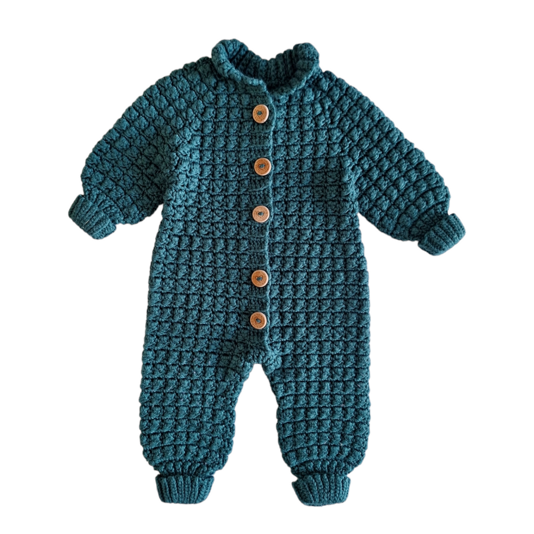 Gebreid onesie met houten knopen 6/9M
