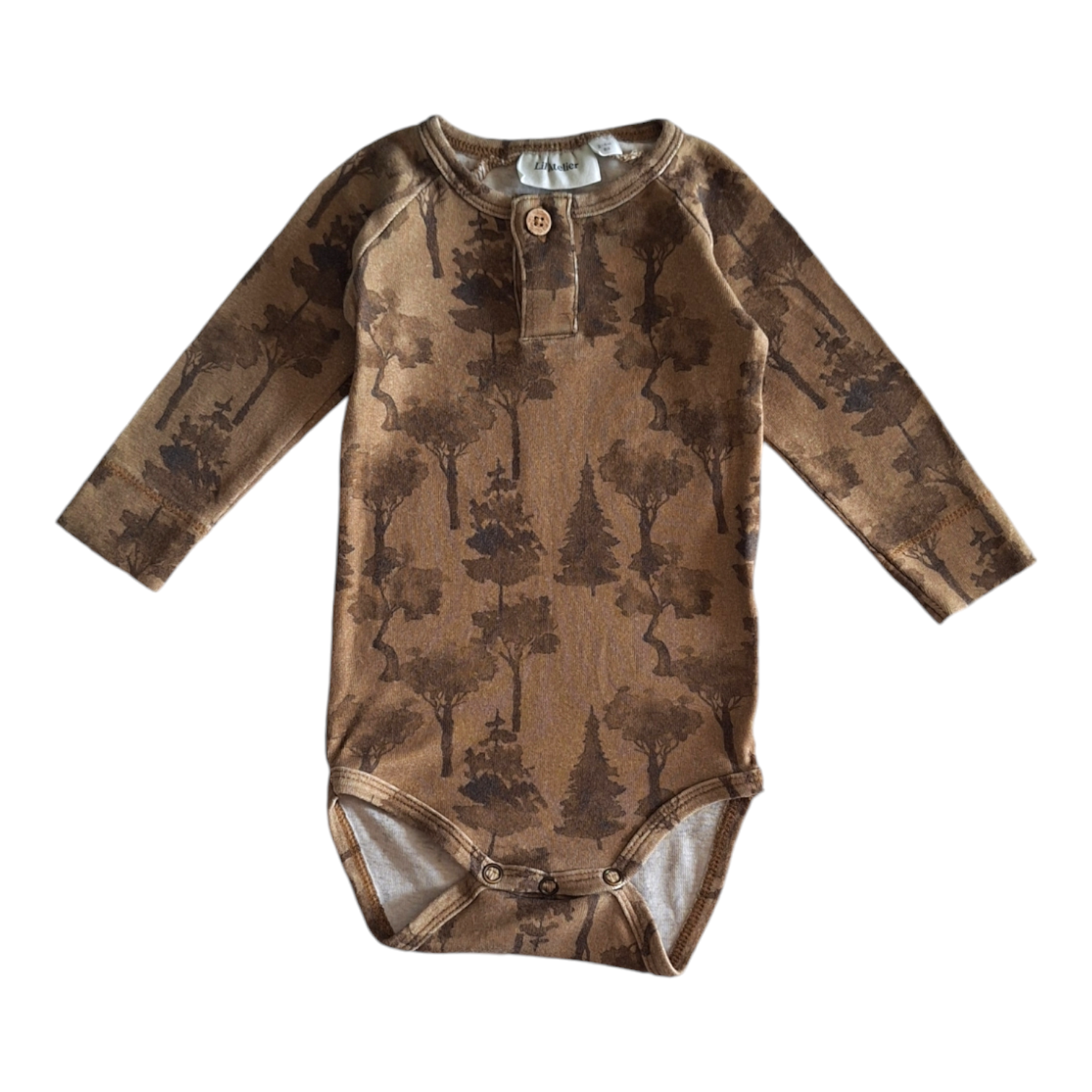 Organic long sleeves romper woods - 62CM