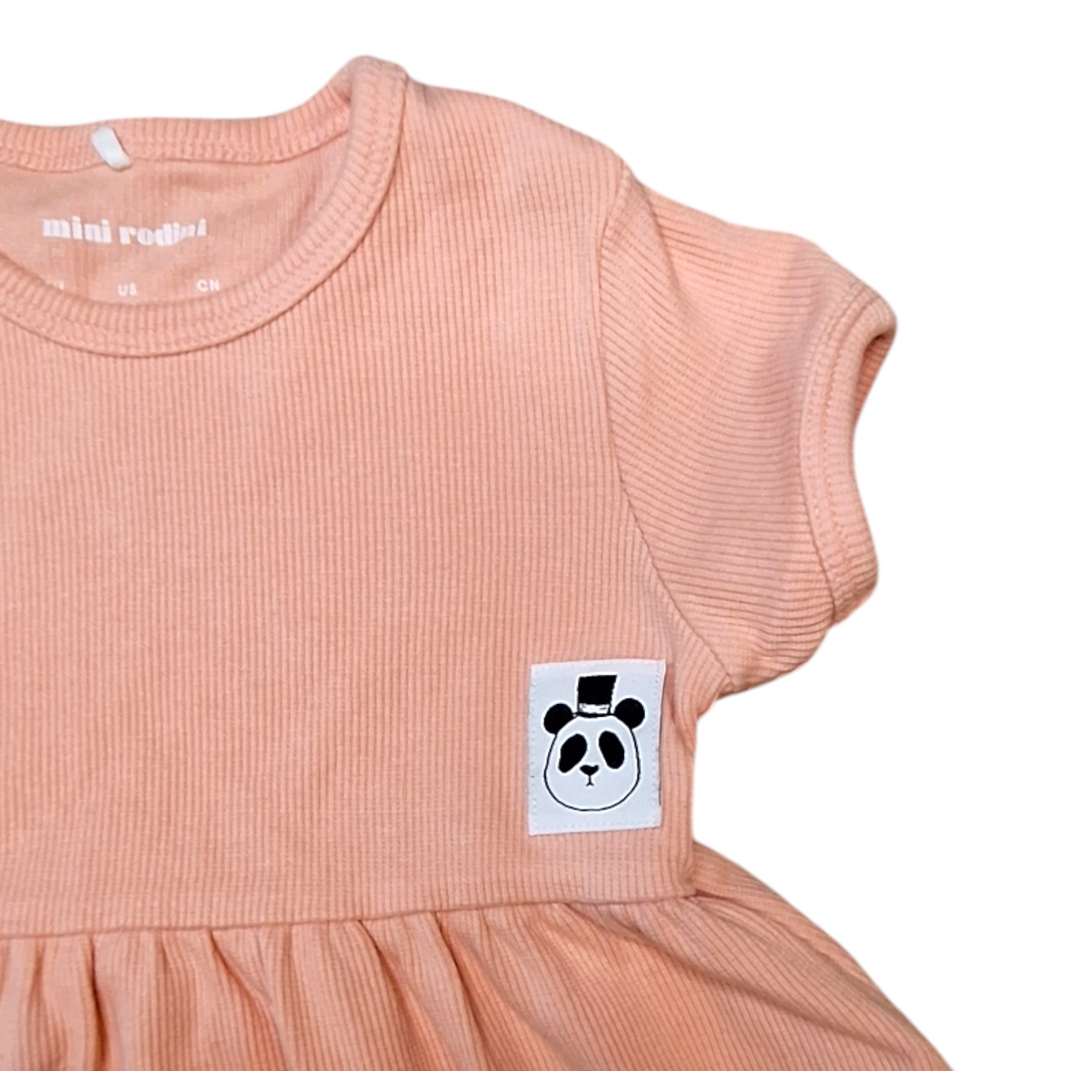 Ribbed dress with panda logo - 4/9M