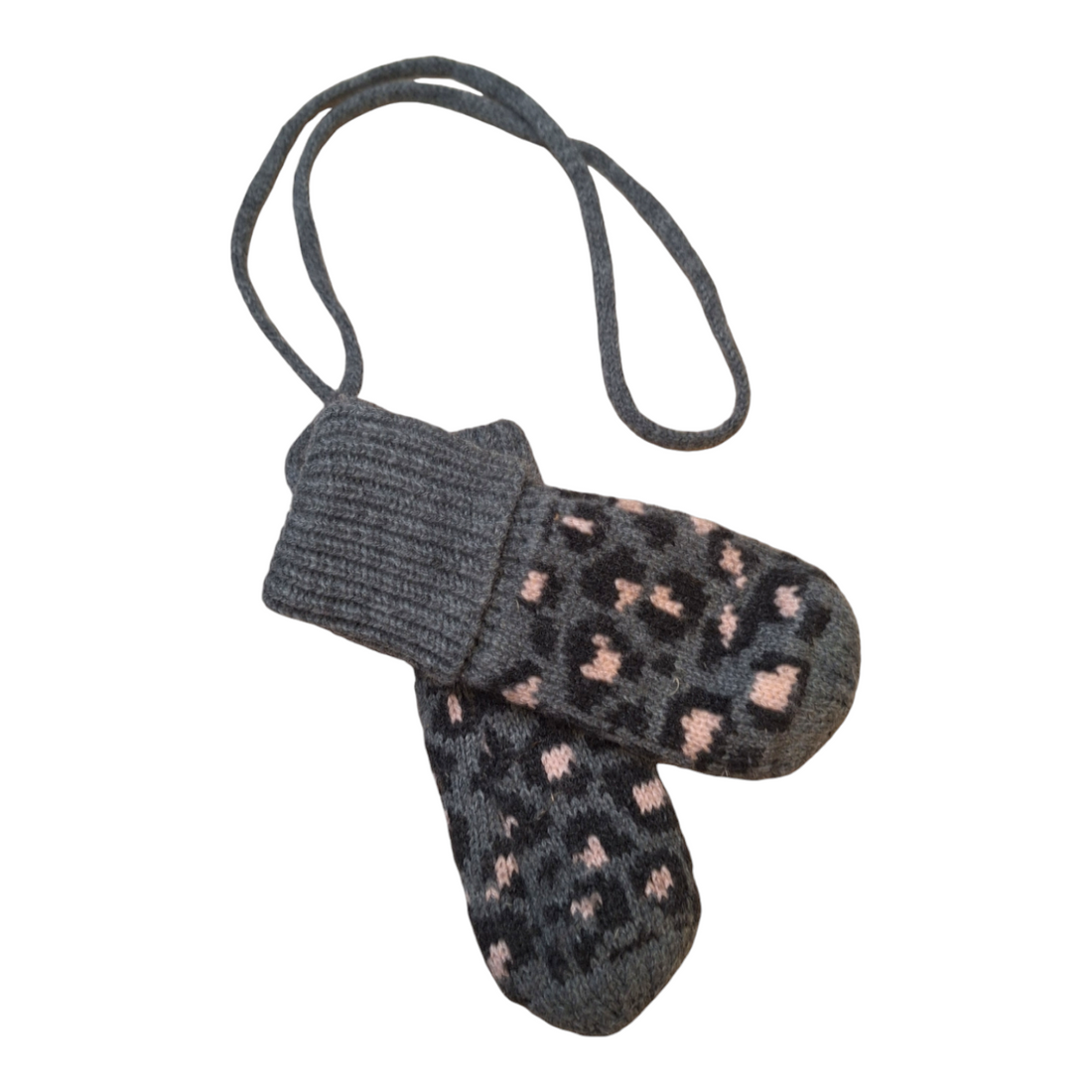 Leopard knitted set mittens &amp; beanie - 74/80CM