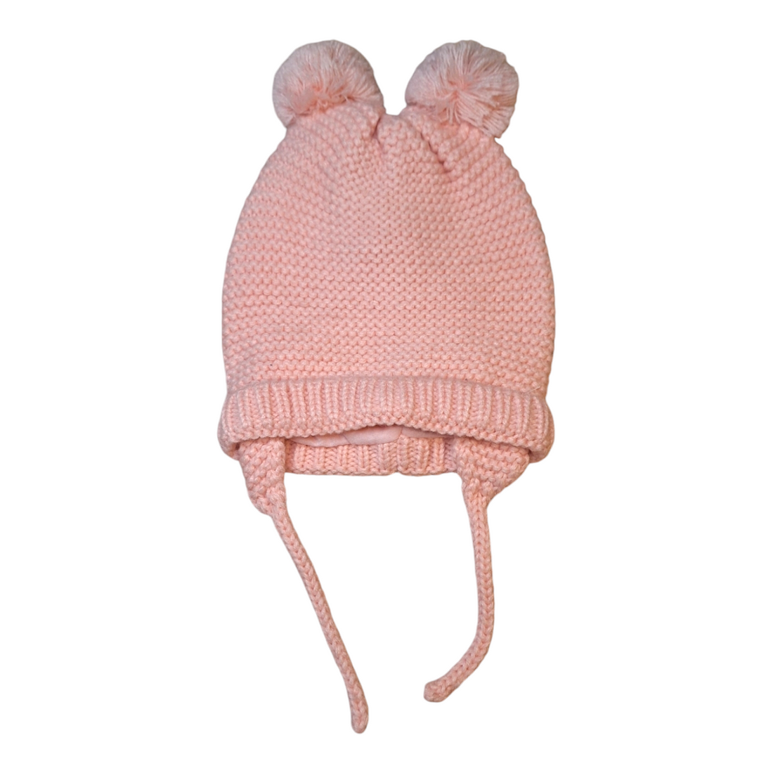 Knitted beanie 2 pompoms and ears - 24/36M