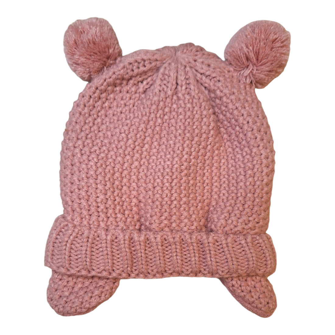 Muts met oren en 2 pompons - 4/9M