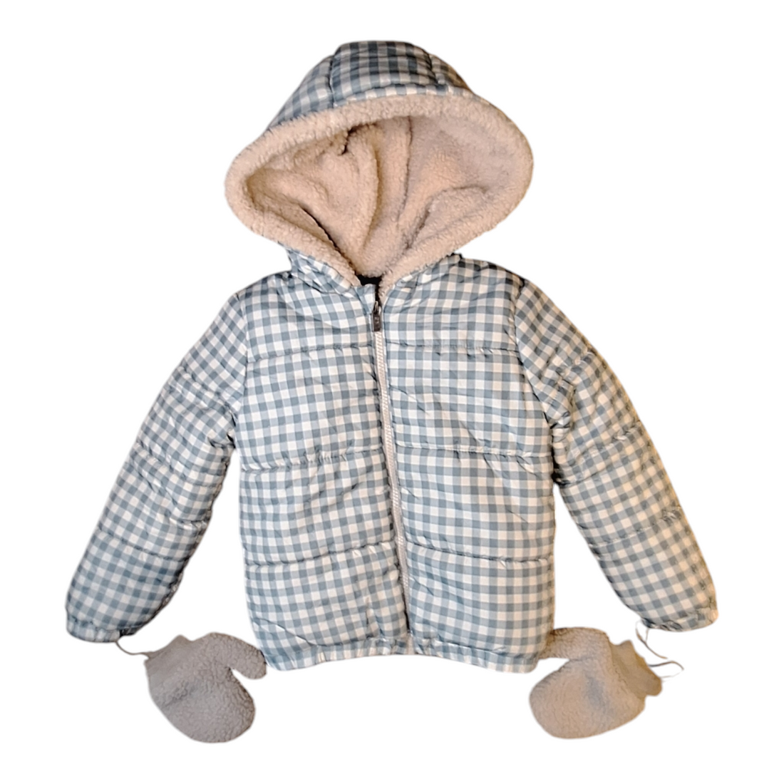 Checked hooded puffer jacket TINY CRAFTER - 110CM