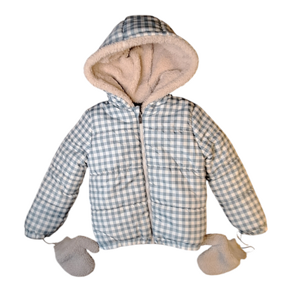 Geruite capuchon pufferjack TINY CRAFTER - 110CM