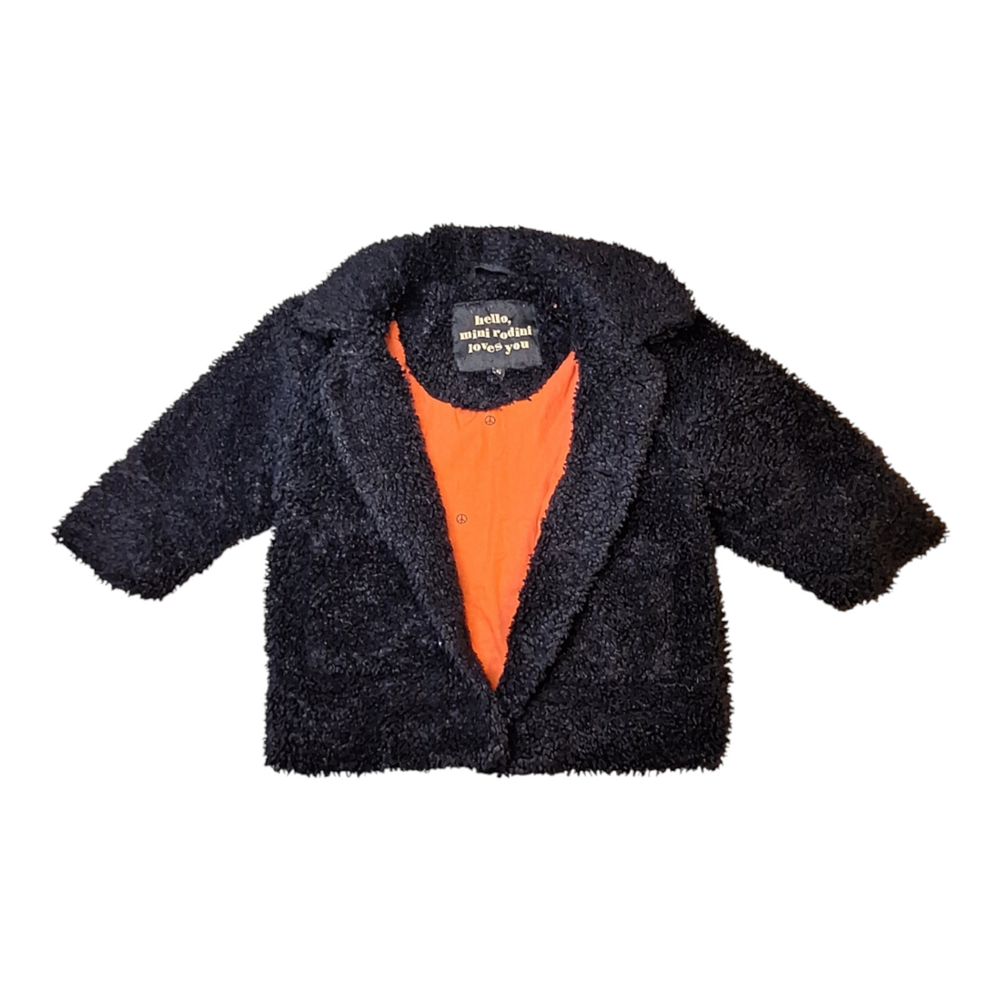 Mini Rodini Black Sherpa Coat Size 80/86 cm