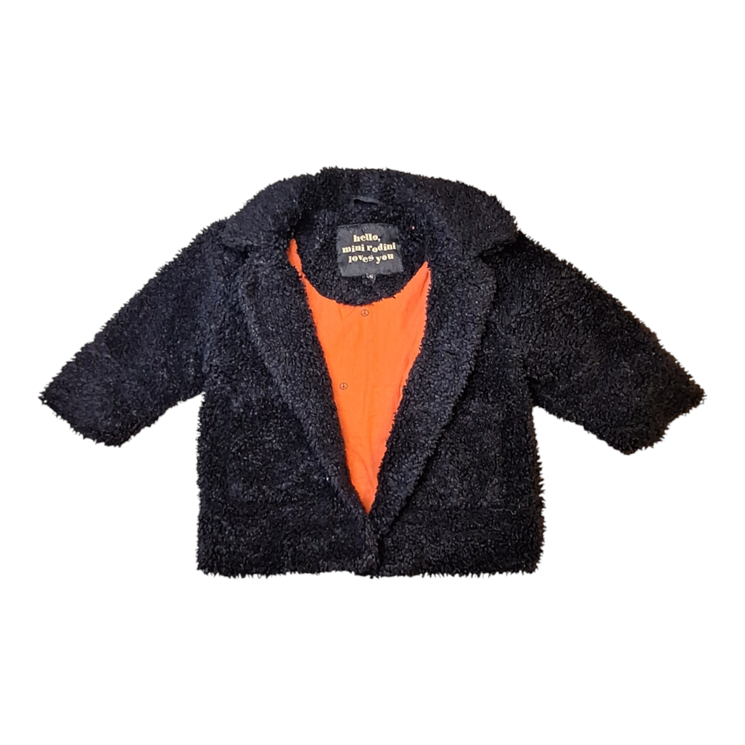 Mini Rodini Black Sherpa Coat Size 80/86 cm
