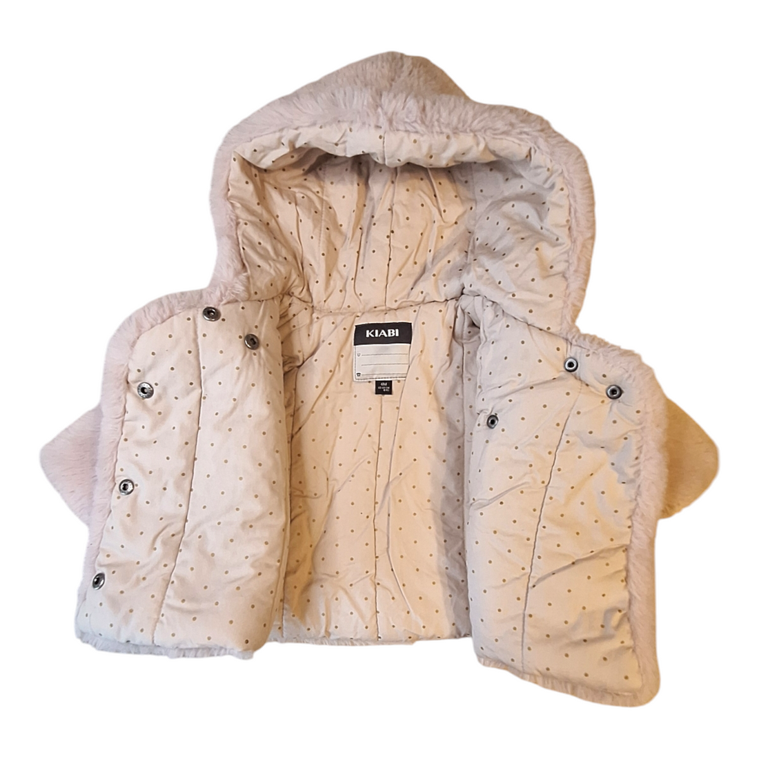 Faux fur jacket with hood pois - 62/69CM