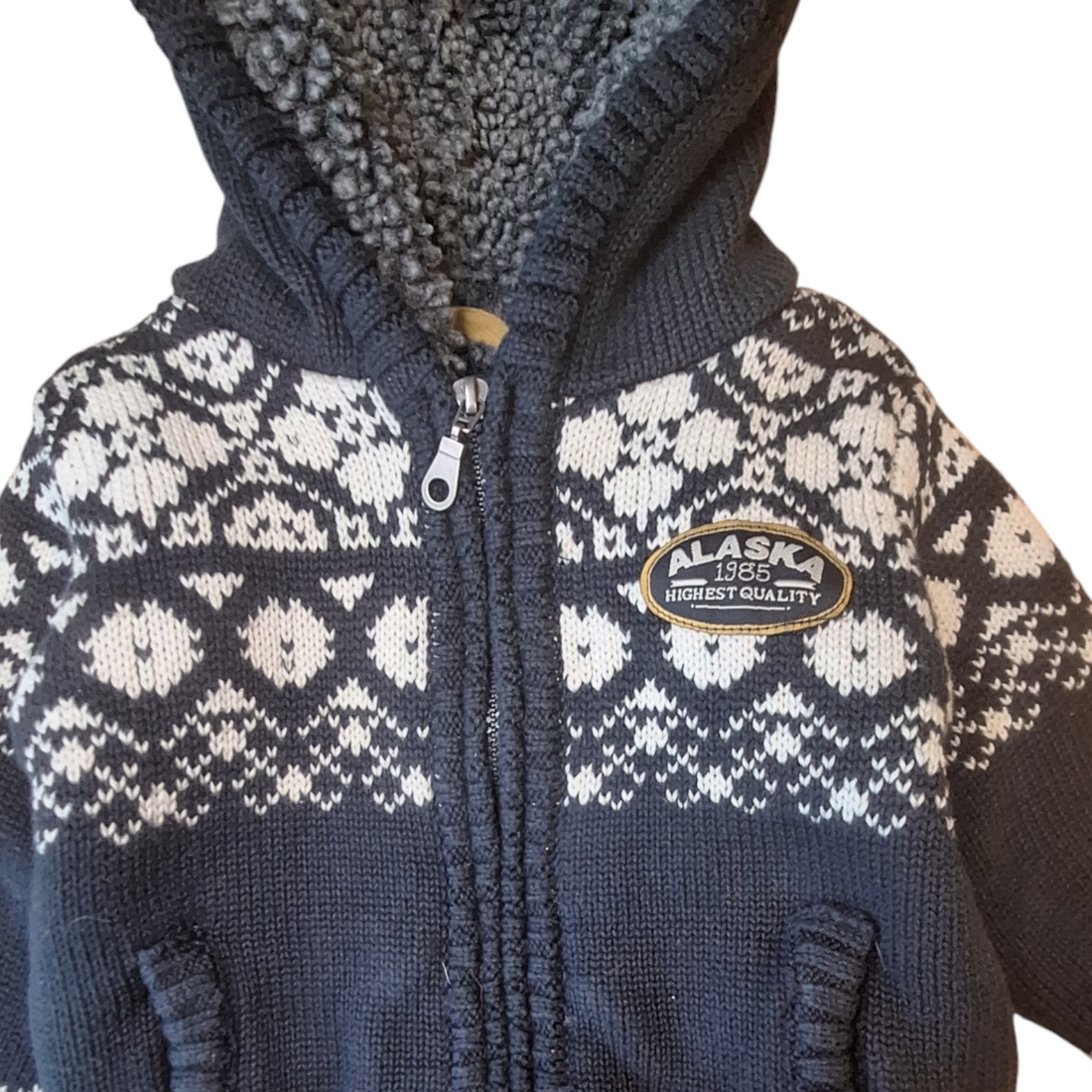 Knitted jacket with sherpa ALASKA- 74CM