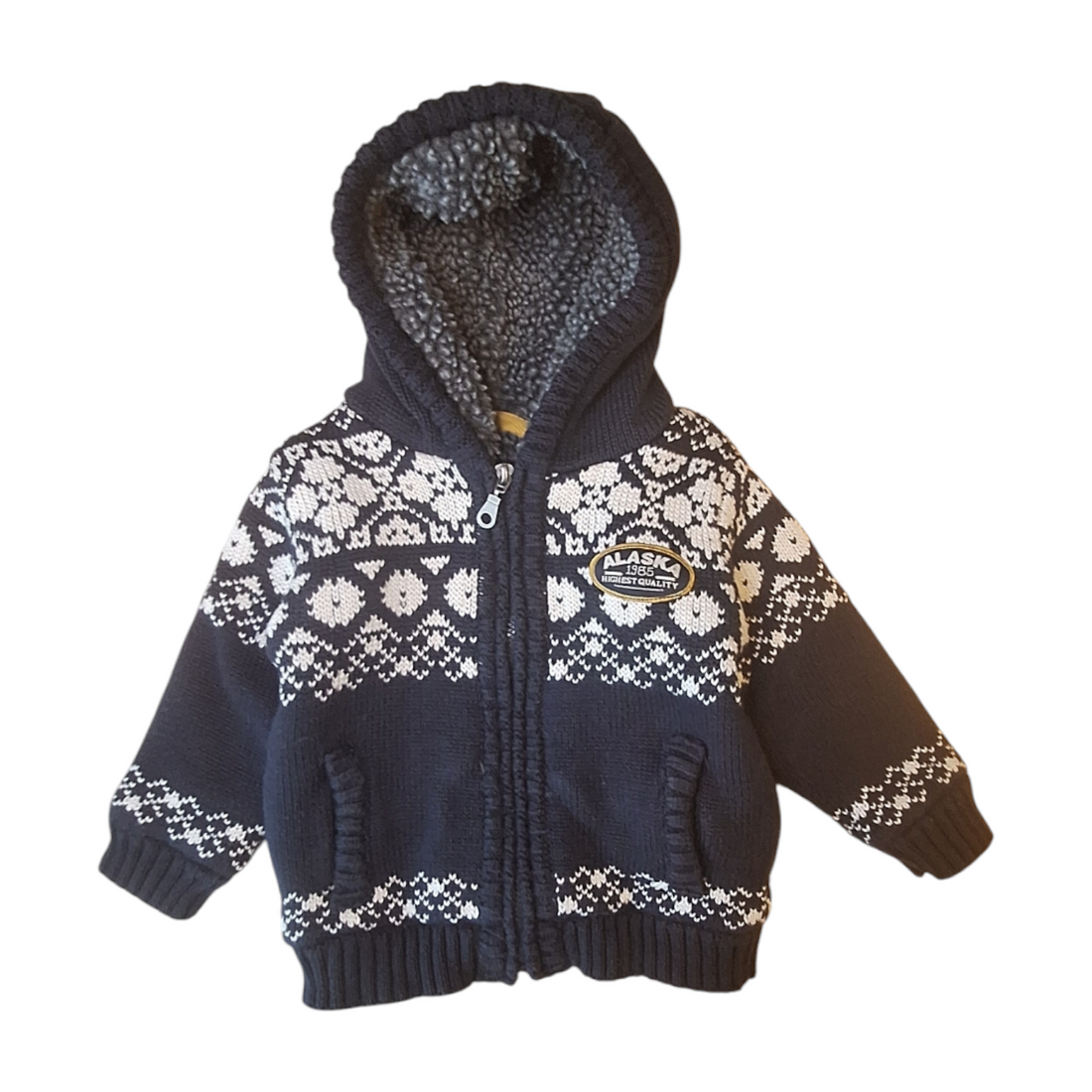 Knitted jacket with sherpa ALASKA- 74CM