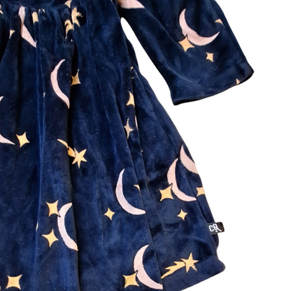 Velvet dress moon and stars - 86/92CM