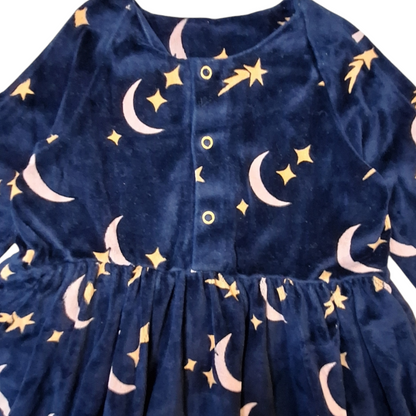 Velvet dress moon and stars - 86/92CM