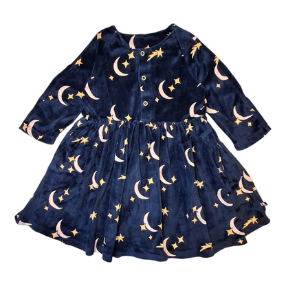 Velvet dress moon and stars - 86/92CM