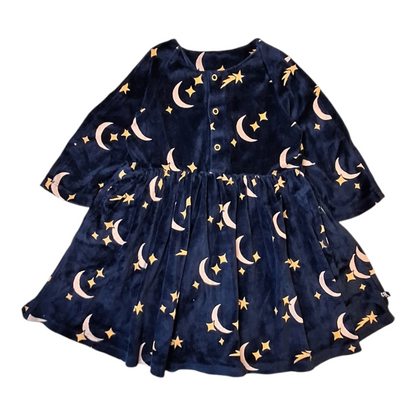 Velvet dress moon and stars - 86/92CM