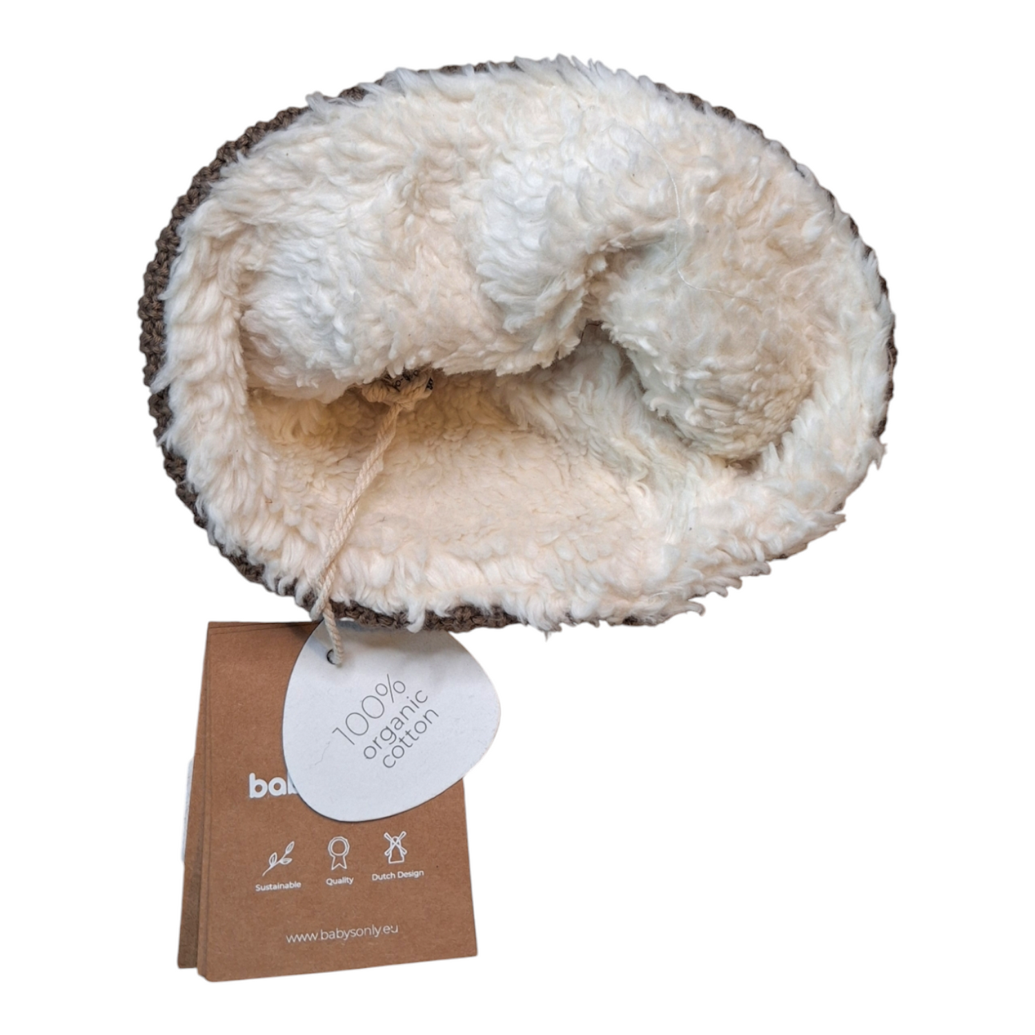 Gebreide muts met teddy bruin - 3/6M