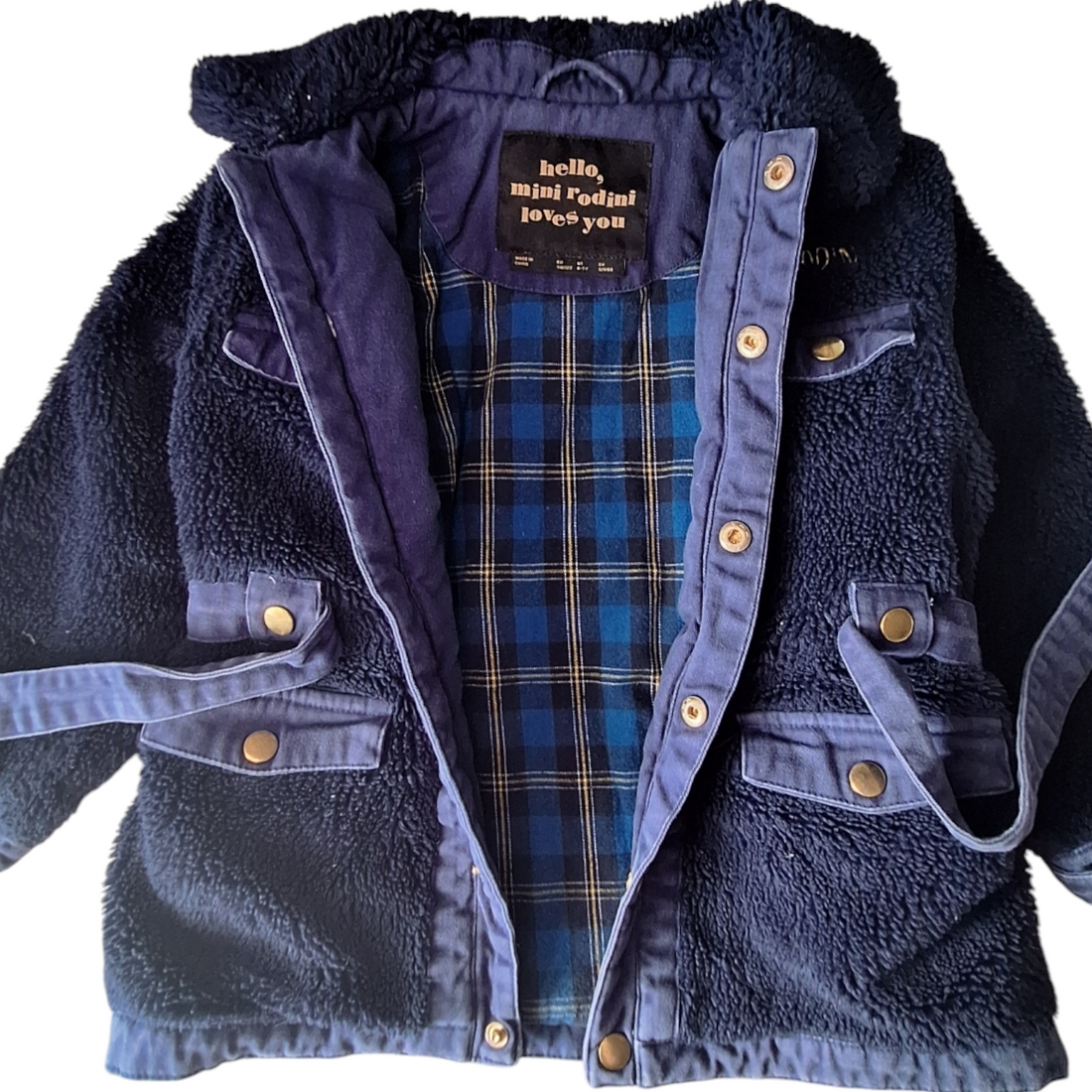 Mini Rodini Navy Blue Teddy Jacket, Size 6-7 Years