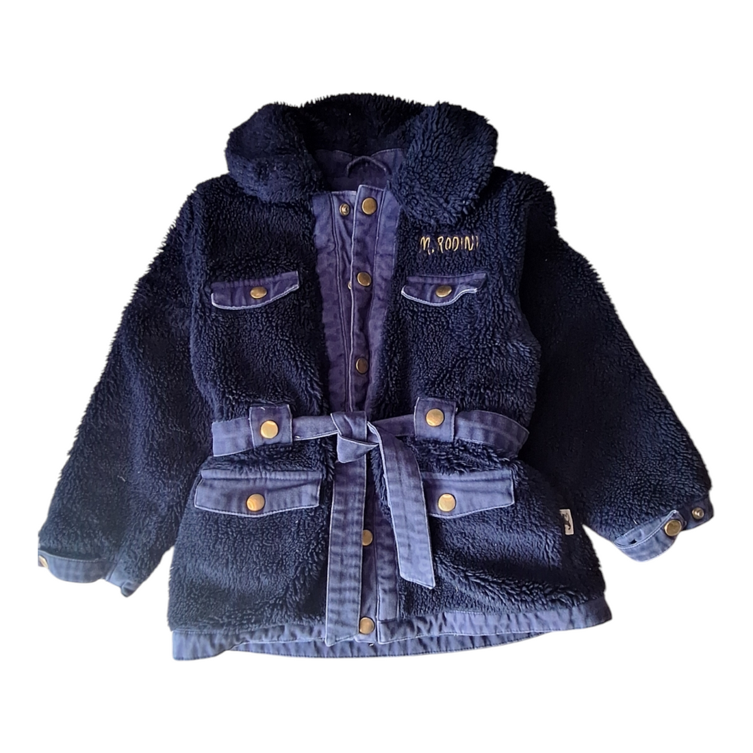 Mini Rodini Navy Blue Teddy Jacket, Size 6-7 Years