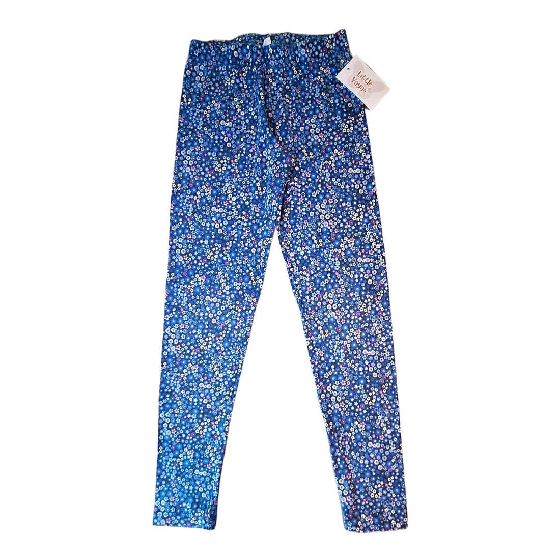 Hema blue flowery leggings - 134/140CM