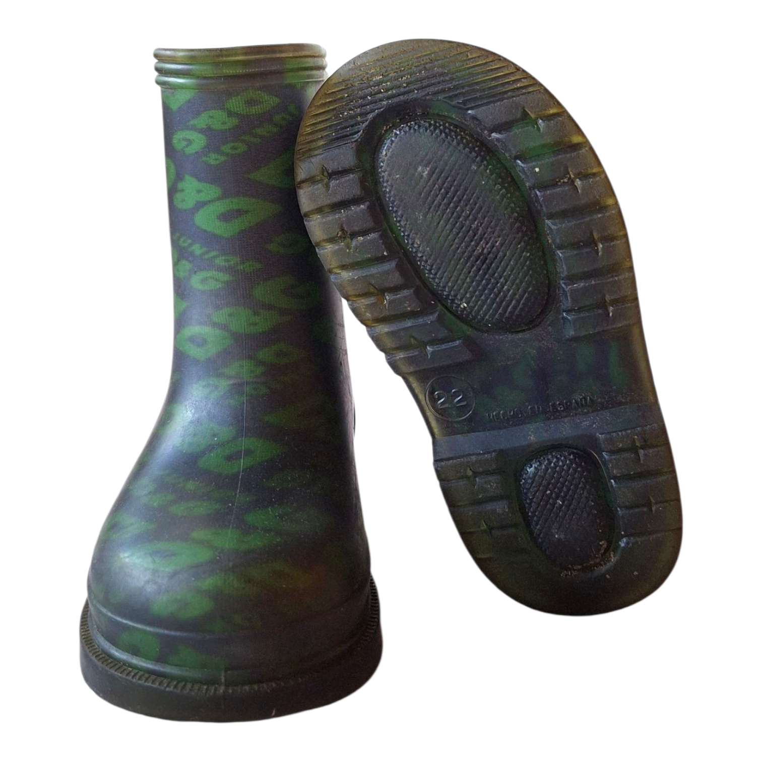 D&amp;G Junior all logo green rain boots - 22