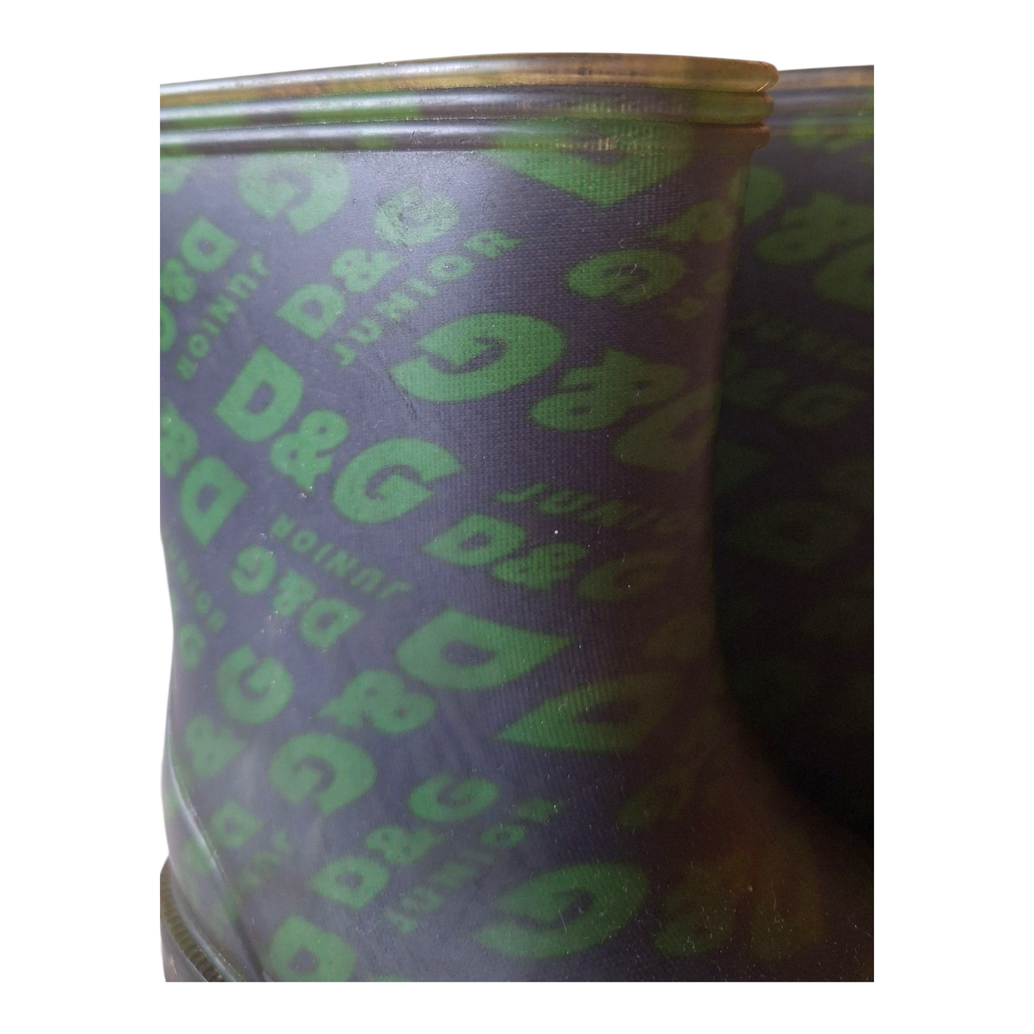 D&amp;G Junior all logo green rain boots - 22