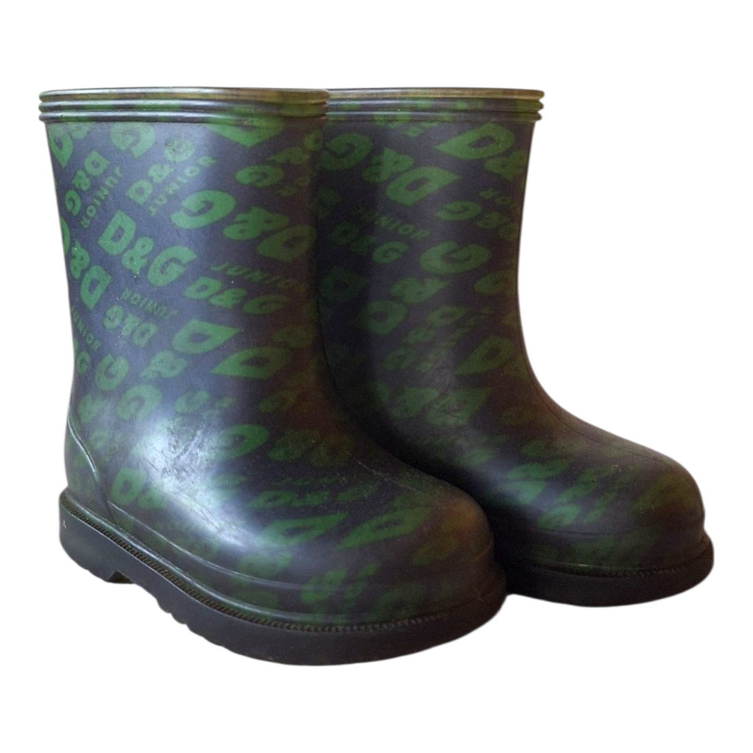 D&amp;G Junior all logo green rain boots - 22