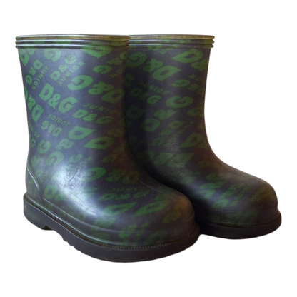 D&amp;G Junior all logo green rain boots - 22
