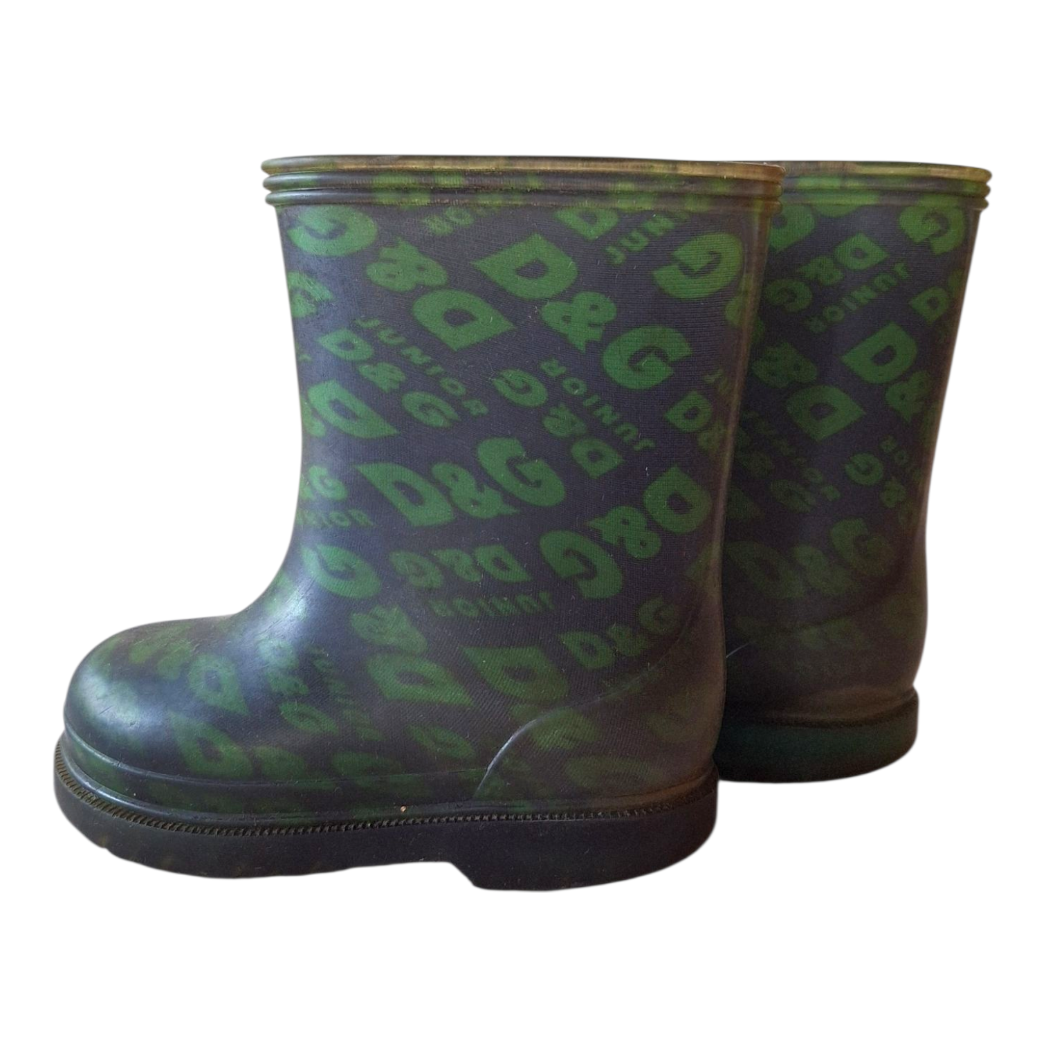D&amp;G Junior all logo green rain boots - 22