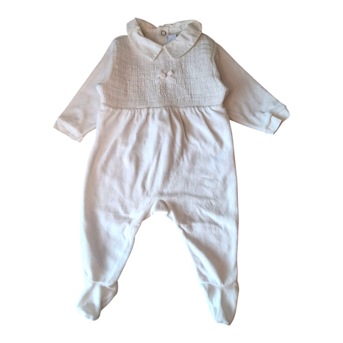 Tartine et Chocolat velour white romper, 3 months.