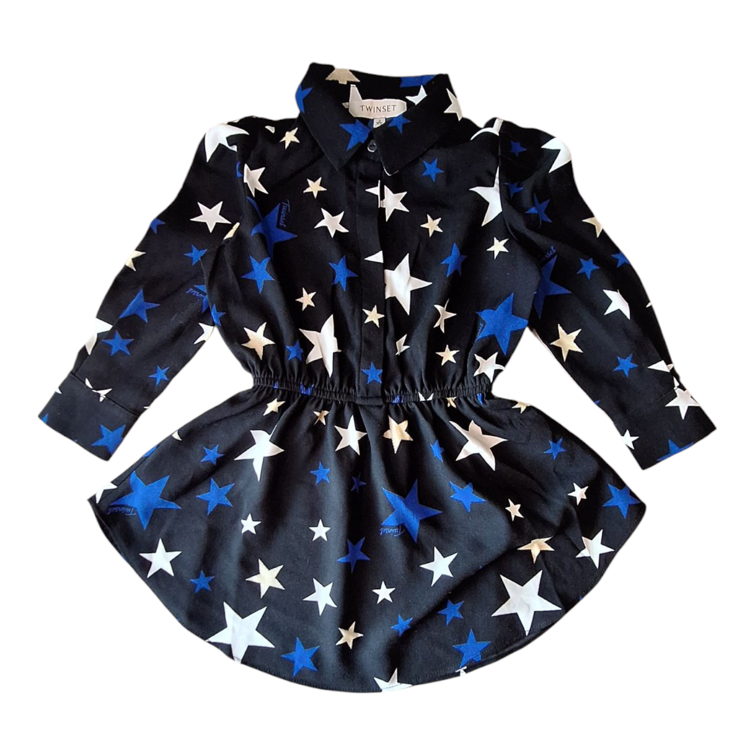 Twin Set dress with star print, size 2 years.